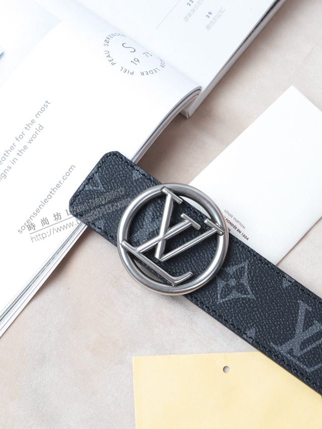 LV皮帶 經典LV腰帶系列 路易威登黑花男士腰帶  xfp2106